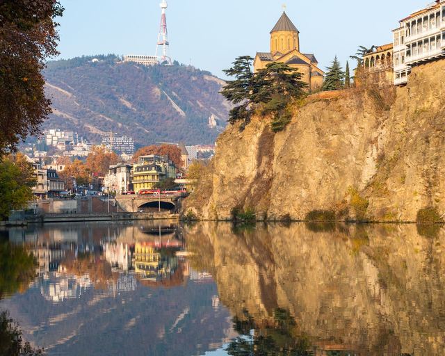 Metekhi Church on a cliff above the Kura in Tbilisi